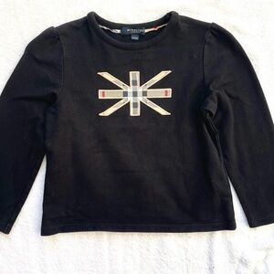 Burberry Black Long Sleeve Kids Tee with Iconic Graphic